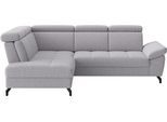 Ecksofa SIT & MORE "Vanity; L-Form, B. 254 cm", silber, B:254cm H:84cm T:197cm, 100% Polyester, Sofas, Ecksofa, Inkl.Sitz-,Kopf-und Armteilverstellung