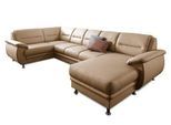 Wohnlandschaft SIT & MORE "Mailand U-Form, B: 312 cm, XXL-Couch mit Komfortpolsterung", braun (cappuccino), B:312cm H:85cm T:179cm, NaturLEDER (echtes Rindleder)/Korpus passendes Kunstleder Softlux;Luxus-Microfaser Altara Nubuck (100% Polyester);Kunstleder Softlux;Luxus-Kunstleder, Sofas, Wohnlandschaft, mit Schlaffunktion, Liegefl. 122x247 cm, diverse Lederqualitäten