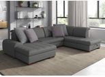 Wohnlandschaft SIT & MORE "Luxor U-Form", grau (steel), B:329cm H:82cm T:224cm, Luxus-Microfaser ALTARA NUBUCK (100% Polyester);Soft clean (98% Polyester, 2% Polyamid);Struktur fein (100% Polyester), Sofas, Wohnlandschaft, wahlweise mit Schlaffunktion, Bettkasten und Kopfteilverstellung