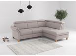 Ecksofa OTTO HOME "Glendale, L-Form", beige (silber), B:247cm H:84cm T:193cm, 100% Polyester, Sofas, Ecksofa, inkl. Kopfteilverstellung, wahlweise mit Vorziehsitz und Bettkasten