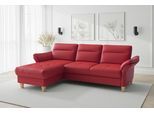 Ecksofa SIT & MORE "Pamela L-Form, Leder, B: 218 und 230 cm", feuerrot, B:230cm H:90cm T:164cm, Sofas, Ecksofa, optional Armteilverstellung, Schlaffunktion & Bettkasten