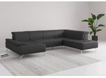 Wohnlandschaft OTTO HOME "Caluna", schwarz, B:334cm H:81cm T:235cm, Sofas, Wohnlandschaft, Inkl.Sitztiefenverstellung, wahlweise mit Kopf- und Armteilverstellung
