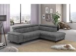 Ecksofa COTTA "Emma L-Form, B: 262 cm", grau (steel), B:262cm H:97cm T:215cm, Sofas, Ecksofa, mit Kopfteilverstellung, optional Schlaffunktion & Bettkasten
