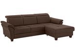 Ecksofa OTTO HOME "Solvei L-Form", braun (dunkelbraun), B:255cm H:104cm T:185cm, Struktur (100% Polyester);Luxus-Microfaser Lederoptik (100% Polyester);Luxus-Microfaser ALTARA NUBUCK (100% Polyester), Sofas, Ecksofa, mit Recamierenabschluß und Sitztiefenverstellung