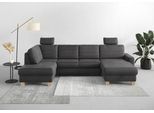 Wohnlandschaft OTTO HOME "Summer U-Form", grau, B:314cm H:91cm T:170cm, 100% Polyester, Sofas, Wohnlandschaft, mit oder ohne Schlaffunktion und Bettkasten, Cord-Bezug