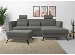 Ecksofa SIT & MORE "Olsen L-Form", grau (anthrazit), B:261cm H:88cm T:172cm, 100% Polyester, Sofas, Ecksofa, inklusive Sitztiefenverstellung, optional Schlaffunktion, 15cm hoch