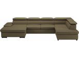 Wohnlandschaft SIT & MORE "Alcudia U-Form", grün (olive), B:349cm H:73cm T:226cm, Sofas, Wohnlandschaft, wahlweise mit Schlaffunktion
