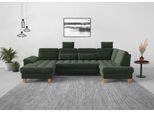Wohnlandschaft SIT & MORE "Westham U-Form", grün (jungle), B:338cm H:88cm T:172cm, 90% Polyester 10%Polyamid, Sofas, Wohnlandschaft, wahlweise mit Schlaffunktion, Bettkasten, Sitztiefenverstellung