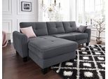 Ecksofa SIT & MORE "Varese L-Form", grau (dunkelgrau), B:253cm H:91cm T:167cm, Bedruckte Microfaser (100% Polyester);Luxus-Microfaser ALTARA NUBUCK (100% Polyester);Struktur (100% Polypropylen), Sofas, Ecksofa, mit Federkern, wahlweise mit Schlaffunktion und Stauraum
