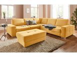 Ecksofa SIT & MORE "Santorini L-Form", gelb (senf), B:276cm H:82cm T:271cm, Struktur (100% Polyester);Struktur fein (95% Polyester, 5% Polyamid), Sofas, Ecksofa, mit Federkern und Sitztiefenverstellung, wahlweise mit Schlaffunktion