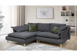 Ecksofa COLLECTION AB "Mandela L-Form, B: 264 cm", grau (anthrazit), B:264cm H:94cm T:184cm, 100% Polyester, Sofas, Ecksofa, Schlaffunktion, Bettkasten & 5 Zierkissen, Federkern