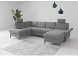 Wohnlandschaft OTTO HOME "Rochelle", grau, B:314cm H:93cm T:195cm, 100% Polyester, Sofas, Wohnlandschaft, wahlweise mit Schlaffunktion, Bettkasten und Armteilverstellung