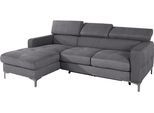 Ecksofa COTTA "Sammy L-Form", grau (stone), B:226cm H:74cm T:169cm, Struktur (100% Polyester );Chenille (90% Polyester; 10% Polyamid ), Sofas, Ecksofa, mit Kopfteilverstellung, wahlweise mit Schlaffunktion & Bettkasten