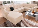 Wohnlandschaft SIT & MORE "Savona U-Form, B: 320 cm", beige (natur), B:320cm H:90cm T:211cm, Luxus-Kunstleder;Primabelle-Microfaser;NaturLederKorpus ist mit passendem Luxus-Kunstleder bezogen. Bitte beachten Sie, dass Lederbezüge mehr Nähte aufweisen als Stoffbezüge;Struktur, Sofas, Wohnlandschaft, optional Schlaffunktion, Federkern