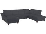 Wohnlandschaft OTTO HOME "Solvei U-Form", grau, B:342cm H:104cm T:235cm, Struktur (100% Polyester);Luxus-Microfaser Lederoptik (100% Polyester);Luxus-Microfaser ALTARA NUBUCK (100% Polyester), Sofas, Wohnlandschaft, Sitztiefenverstellung und Federkern, wahlweise Kopfteilverstellung