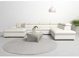 Wohnlandschaft OTTO HOME "Alberto U-Form, B: 350 cm, mit Kopfteilverstellung, XXL-Sofa", weiß (altweiß), B:350cm H:73cm T:228cm, Luxus-Microfaser in Lederoptik (100% Polyester);Microfaser in Antiklederoptik (100% Polyester);Luxus-Microfaser Vintageoptik (100% Polyester);Luxus-Microfaser weich (90%Polyester 10%Polyamid), Sofas, Wohnlandschaft, mit Schlaffunktion, Couch mit Lederoption