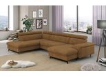 Wohnlandschaft COTTA "Emma U-Form, B: 328 cm", braun (cognac), B:328cm H:97cm T:215cm, Sofas, Wohnlandschaft, mit Kopfteilverstellung, optional Schlaffunktion & Bettkasten