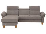 Ecksofa OTTO HOME "Conville L-Form", braun (latte), B:256cm H:84cm T:167cm, 100% Polyester, Sofas, Ecksofa, Federkern, wahlweise mit Schlaffunktion und Bettkasten bzw. Stauraum