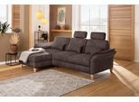 Ecksofa HOME AFFAIRE "Palace L-Form", braun, B:266cm H:89cm T:164cm, Struktur fein (100% Polyester);Struktur (100% Polyester);Luxus-Microfaser Lederoptik (100% Polyester), Sofas, Ecksofa, incl. Sitztiefenverstellung, wahlweise mit Schlaffunktion und Stauraum