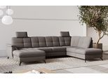Wohnlandschaft SIT & MORE "Zora", grau (fango), B:319cm H:92cm T:212cm, 100% Polyester, Sofas, Wohnlandschaft, wahlweise mit Schlaffunktion und Bettkasten