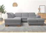 Ecksofa HOME AFFAIRE "Dundee L-Form", grau (steel), B:263cm H:86cm T:219cm, Flachgewebe 100% Polyester, Sofas, Ecksofa, wahlweise mit Kopfteilverstellung und zusätzlich mit Schlaffunktion