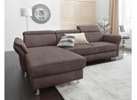 Ecksofa SIT & MORE "Avignon L-Form", braun, B:259cm H:97cm T:172cm, Flachgewebe (90% Polyester, 10% Polyamid);Luxus-Microfaser (100% Polyester);Struktur (100% Polyester), Sofas, Ecksofa, Kopfteilverstellung, wahlweise mit Schlaffunktion und Bettkasten
