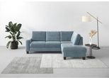 Ecksofa OTTO HOME "Summer L-Form", blau (blau, grau), B:236cm H:91cm T:170cm, 100% Polyester, Sofas, Ecksofa, mit Ottomane, mit oder ohne Schlaffunktion und Bettkasten, Cord-Bezug