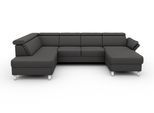 Wohnlandschaft SIT & MORE "Vincenzo U-Form", grau (anthrazit), B:317cm H:84cm T:93cm, Sofas, Wohnlandschaft, inklusive Kopfteilverstellung, optional Schlaffunktion & Bettkasten