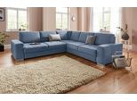 Ecksofa SIT & MORE "Santorini L-Form", blau, B:276cm H:82cm T:271cm, Struktur (100% Polyester);Struktur fein (95% Polyester, 5% Polyamid), Sofas, Ecksofa, mit Federkern und Sitztiefenverstellung, wahlweise mit Schlaffunktion