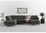 Wohnlandschaft SIT & MORE "Marano U-Form", grau (grau 94), B:304cm T:216cm, 100% Polyester, Sofas, Wohnlandschaft, inklusive Kopfteilverstellung, optional Schlaffunktion & Bettkasten