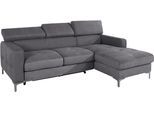 Ecksofa COTTA "Sammy L-Form", grau (stone), B:226cm H:74cm T:169cm, Struktur (100% Polyester );Chenille (90% Polyester; 10% Polyamid ), Sofas, Ecksofa, mit Kopfteilverstellung, wahlweise mit Schlaffunktion & Bettkasten