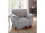 Sessel OTTO HOME "Alta", grau, B:101cm H:87cm T:88cm, Struktur ( 100% Polyester);Struktur fein ( 100% Polyester);Luxus-Microfaser (100% Polyester), Sessel, Sessel, mit Federkern und Kontrastnaht, Füße Buche eichefarben