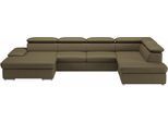 Wohnlandschaft SIT & MORE "Valantine U-Form, B: 349 cm", grün (olive), B:349cm H:73cm T:226cm, NaturLEDER;Spannstoff, Sofas, Wohnlandschaft, mit Arm- & Kopfteilverstellung, optional mit Schlaffunktion
