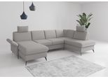 Wohnlandschaft OTTO HOME "Rochelle", grau (hellgrau), B:314cm H:93cm T:195cm, 95% Polyester 5% Polyamid, Sofas, Wohnlandschaft, wahlweise mit Schlaffunktion, Bettkasten und Armteilverstellung