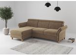 Ecksofa OTTO HOME "Glendale, L-Form", hellbraun, B:253cm H:84cm T:166cm, 100% Polyester, Sofas, Ecksofa, inkl. Kopfteilverstellung, wahlweise mit Vorziehsitz und Bettkasten