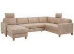 Wohnlandschaft HOME AFFAIRE "Earl U-Form", beige, B:292cm H:80cm T:204cm, Struktur fein (100% Polyester);Luxus-Microfaser ALTARA NUBUCK (100% Polyester);Luxus-Microfaser in Lederoptik (100% Polyester), Sofas, Wohnlandschaft, wahlweise auch mit Schlaffunktion oder Schlaffunktion mit Bettkasten