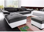 Ecksofa COTTA "Speedway L-Form", weiß, grau, B:265cm H:79cm T:102cm, Edles Flachgewebe ( 100% Polyester ) / Feine Struktur ( 100% Polyester );Kunstleder SOFTLUX / Luxus-Microfaser ( 100% Polyester );Kunstleder SOFTLUX / Struktur ( 100% Polyester ), Sofas, Ecksofa, mit Kopfteilverstellung, wahlweise mit Schlaffunktion & Bettkasten