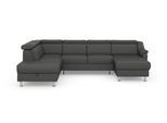 Wohnlandschaft SIT & MORE "Freetown U-Form", grau (graphite), B:315cm H:84cm T:216cm, Sofas, Wohnlandschaft, Kopfteilverstellung und Federkern, wahlweise mit Schlaffunktion