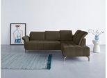 Ecksofa OTTO HOME "Fresh L-Form", grün (olive), B:260cm H:79cm T:220cm, 100% Polyester, Sofas, Ecksofa, Federkern, wahlweise Kopfteilverstellung und motorischer Vorziehsitz