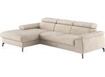 Ecksofa COTTA "Kitty L-Form, B: 242 cm", beige, B:244cm H:72cm T:166cm, 94% POLYESTER (PES) 6%POLYAMID (PA), Sofas, Ecksofa, mit Kopfteilverstellung, optional Schlaffunktion & Bettkasten