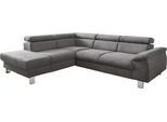 Ecksofa COTTA "Komaris L-Form, B: 249 cm", grau, B:249cm H:72cm T:100cm, Microfaser PRIMABELLE (100% Polyester);Kunstleder SOFTLUX;Feinstruktur (100% Polyester);Kunstleder SOFTLUX/Struktur (100% Polyester);NaturLEDER, Sofas, Ecksofa, mit Kopfteilverstellung, optional Schlaffunktion, Bettkasten & Licht