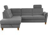 Ecksofa HOME AFFAIRE "Palmera, L-Form, B: 236 cm, Bettfunktion & Bettkasten wählbar", silber, B:236cm H:89cm T:212cm, 100% Polyester;Struktur (100% Polyester);Luxus-Microfaser in Lederoptik (100% Polyester), Sofas, Ecksofa, Federkern-Polsterung, Sitzhöhe 48 cm, handgefertigt, stilvolles Design