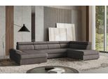 Wohnlandschaft SIT & MORE "U-Form", grau (fango), B:345cm H:79cm T:213cm, 100% Polyester, Sofas, Wohnlandschaft, mit verstellbaren Kopfteilen, wahlweise mit Schlaffunktion