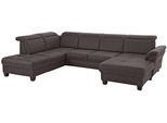 Wohnlandschaft OTTO HOME "Solvei U-Form", grau (anthrazit), B:342cm H:104cm T:235cm, Struktur (100% Polyester);Luxus-Microfaser Lederoptik (100% Polyester);Luxus-Microfaser ALTARA NUBUCK (100% Polyester), Sofas, Wohnlandschaft, Sitztiefenverstellung und Federkern, wahlweise Kopfteilverstellung