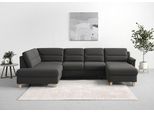 Wohnlandschaft SIT & MORE "Farö U-Form", grau (fango), B:325cm H:90cm T:187cm, Sofas, Wohnlandschaft, inklusive Federkern, wahlweise mit Schlaffunktion und Bettkasten