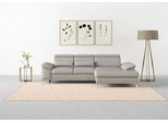 Ecksofa SIT & MORE "Cabrio L-Form, B: 295 cm, mit Sitztiefen-, Arm- & Kopfteilverstellung", grau (hellgrau), B:295cm H:87cm T:180cm, Sofas, Ecksofa, 2 Nierenkissen, Federkern, optional Schlaffunktion und Stauraum