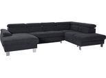 Wohnlandschaft COTTA "Komaris U-Form, B: 320 cm", grau (lava), B:320cm, Microfaser PRIMABELLE (100% Polyester);Kunstleder SOFTLUX;Feinstruktur (100% Polyester);Kunstleder SOFTLUX/Struktur (100% Polyester);NaturLEDER, Sofas, Wohnlandschaft, mit Kopfteilverstellung, optional Schlaffunktion, Bettkasten & Licht
