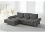 Ecksofa SIT & MORE "Chelsea L-Form, B: 264 cm, Armteil- & Sitztiefenverstellung, Leder", grau (mocca), B:264cm H:89cm T:174cm, Sofas, Ecksofa, Couch optional mit Schlaffunktion und Bettkasten, Sitzhöhe 45 cm