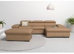 Ecksofa OTTO HOME "Alberto L-Form", braun (cappucino), B:286cm H:73cm T:174cm, Luxus-Microfaser Lederoptik (100% Polyester);Luxus-Microfaser ALTARA NUBUCK (100% Polyester);Luxus-Microfaser weich (90% Polyester, 10% Polyamid);Microfaser Antiklederoptik, Sofas, Ecksofa, mit Kopfteilverstellung, wahlweise mit Schlaffunktion