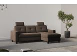 Ecksofa OTTO HOME "Varese", braun (dunkelbraun), B:239cm H:91cm T:164cm, 100% Polyester, Sofas, Ecksofa, wahlweise mit Schlaffunktion und Bettkasten